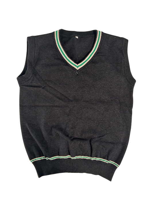 School Vest (Green-Grey Stripe)